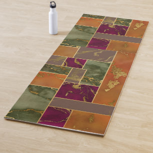 Autumn Luxury Geometric Gold Jewel Tone Marble Yoga Mat