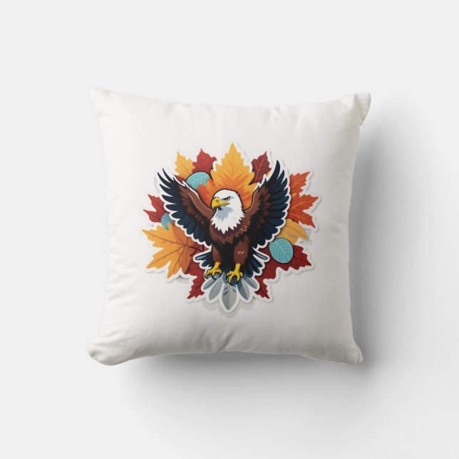 Autumn Majesty Eagle Throw Pillow (Front)