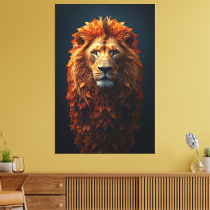 Autumn Majesty – Regal Lion with Autumn Mane Canvas Print