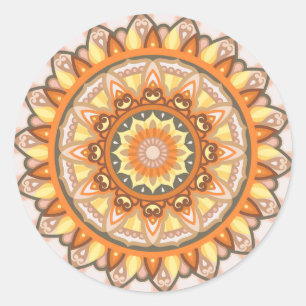 Autumn Mandala Boho Warm Fall Aesthetic Decal Classic Round Sticker
