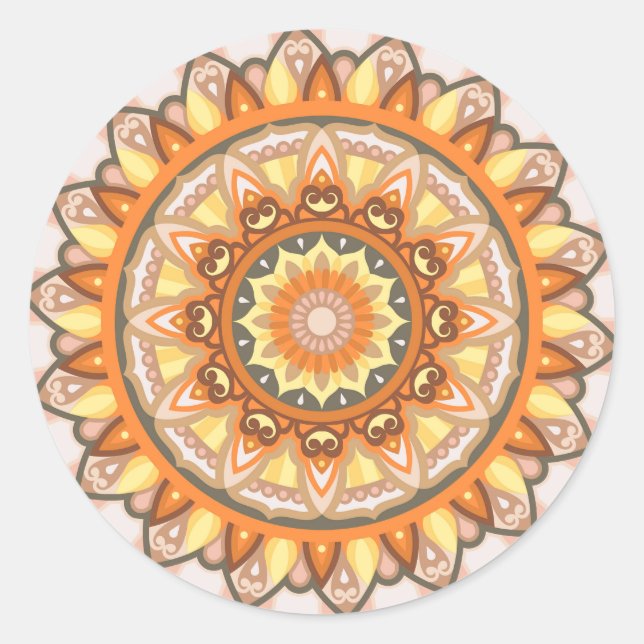 Autumn Mandala Classic Round Sticker (Front)