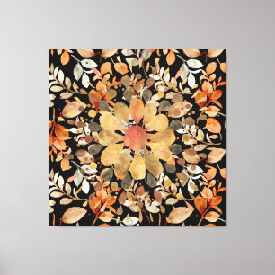 Autumn Mandala Leaves Canvas Print