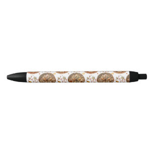 Autumn Mandala Pattern Black Ink Pen