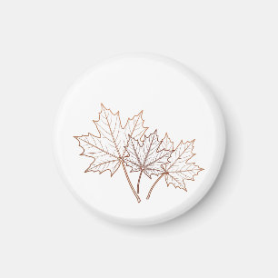 Autumn Maple Botanical Line Art Warm Leaf Graphic Magnet