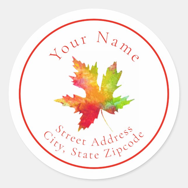 "Autumn Maple Leaf" Address Label (Front)