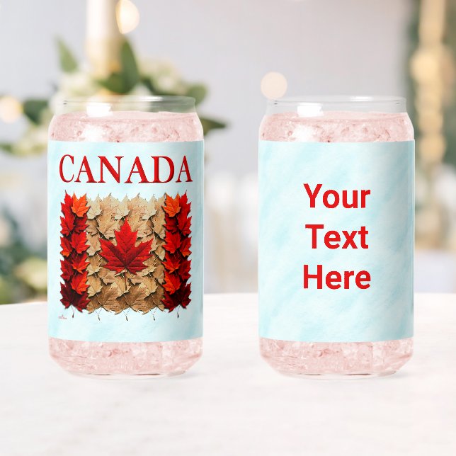 Autumn Maple Leaf Canadian Flag Can Glass (Insitu (Wedding))