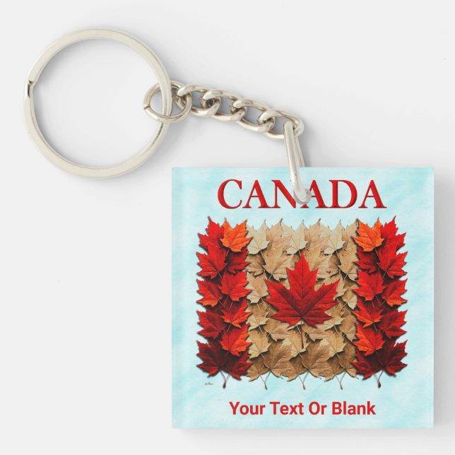 Autumn Maple Leaf Canadian Flag Keychain (Front)