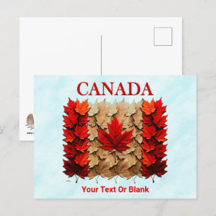 Autumn Maple Leaf Canadian Flag Postcard