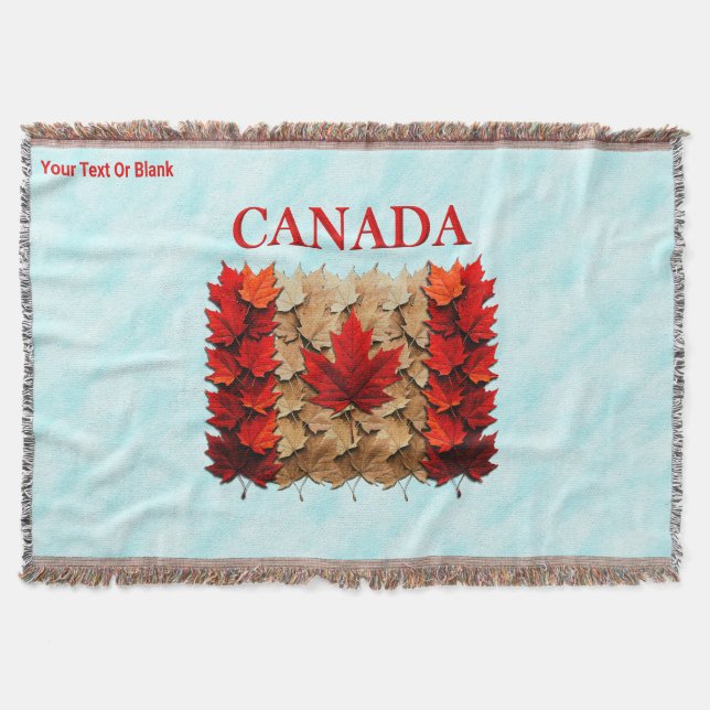 Autumn Maple Leaf Canadian Flag Throw Blanket (Front)