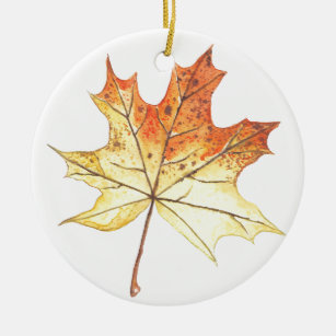 Autumn maple leaf ceramic ornament