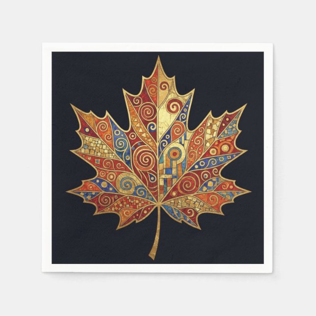 Autumn MAPLE LEAF Cocktail Napkins (Front)