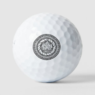 Autumn Maple Leaf Doodle Golf Balls