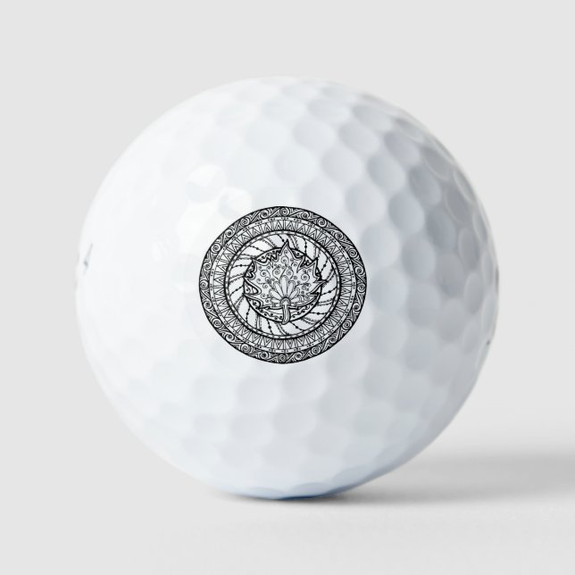 Autumn Maple Leaf Doodle Golf Balls (Front)