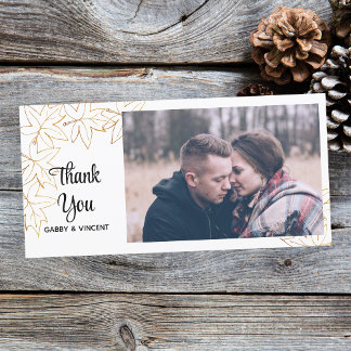 Autumn Maple Leaf Edge Thank You Photo Card