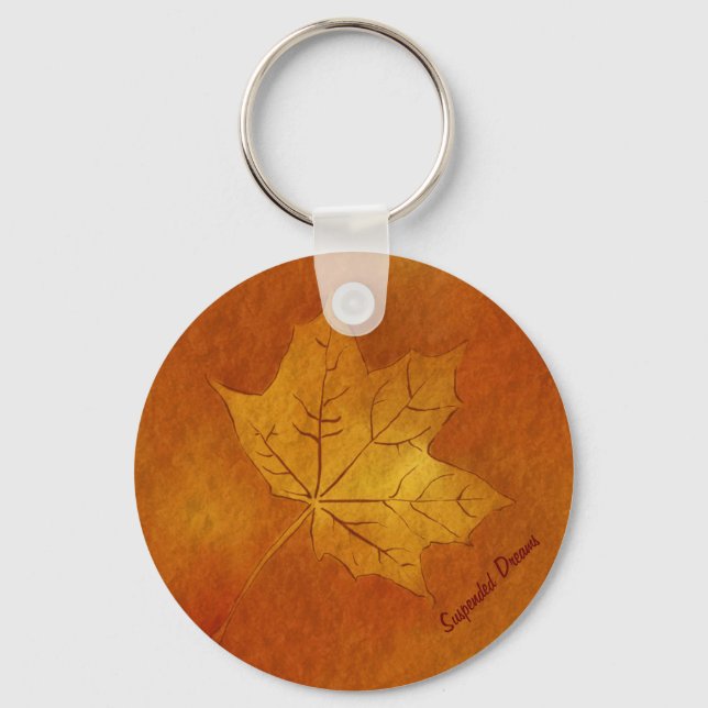 Autumn Maple Leaf in Gold Keychain (Front)