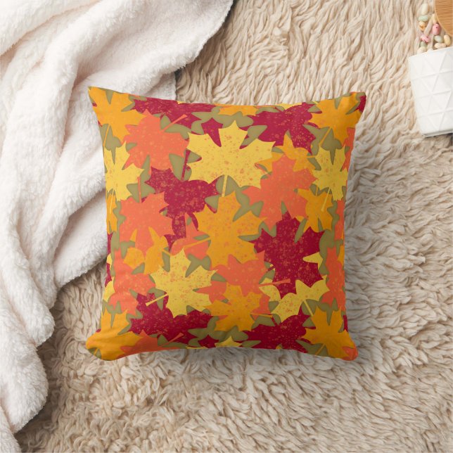Autumn Maple Leaf Pattern Throw Pillow (Blanket)