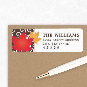 Autumn Maple Leaf Scrollwork Address