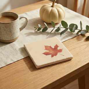 Autumn Maple Leaf Stone Drink Coaster