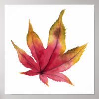 Autumn Maple Leaf Watercolor Painting