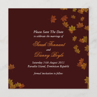 Autumn Maple Leaf Wedding Save the Date -Brown