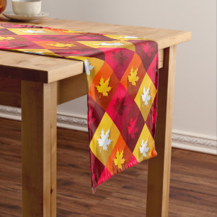Autumn Maple Leaves Bright Patchwork Short Table Runner