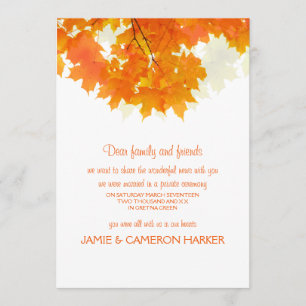 Autumn Maple Leaves Elopement Announcement