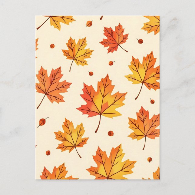 Autumn Maple Leaves Falling Pattern Postcard (Front)