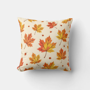Autumn Maple Leaves Falling Pattern Throw Pillow