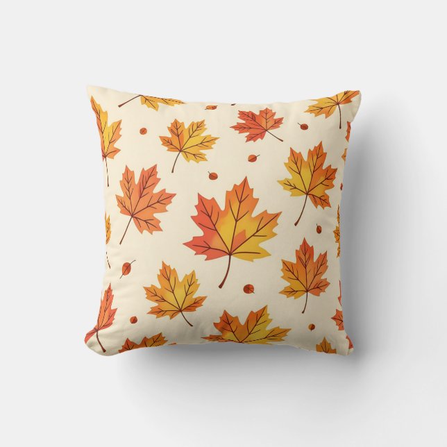 Autumn Maple Leaves Falling Pattern Throw Pillow (Front)