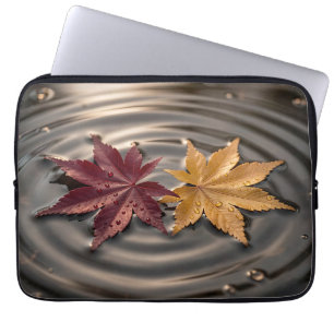 Autumn Maple Leaves Floating on Water Laptop Sleeve