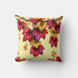 Autumn Maple Leaves Garland in Rich Fall Colours Throw Pillow