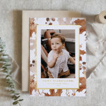 Autumn Maple Leaves Happy Thanksgiving Photo Foil Holiday Card<br><div class="desc">Happy Thanksgiving! Send warm holiday greetings to your family and friends with this customizable Thanksgiving card. It features a watercolour pattern of maple leaves in autumn shades. Personalize this photo Thanksgiving card by adding your details. This gold foil Thanksgiving photo card is available in a variety of cardstock.</div>