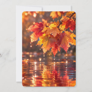 Autumn Maple Leaves in Rain – Cozy Fall Nature Ref Invitation
