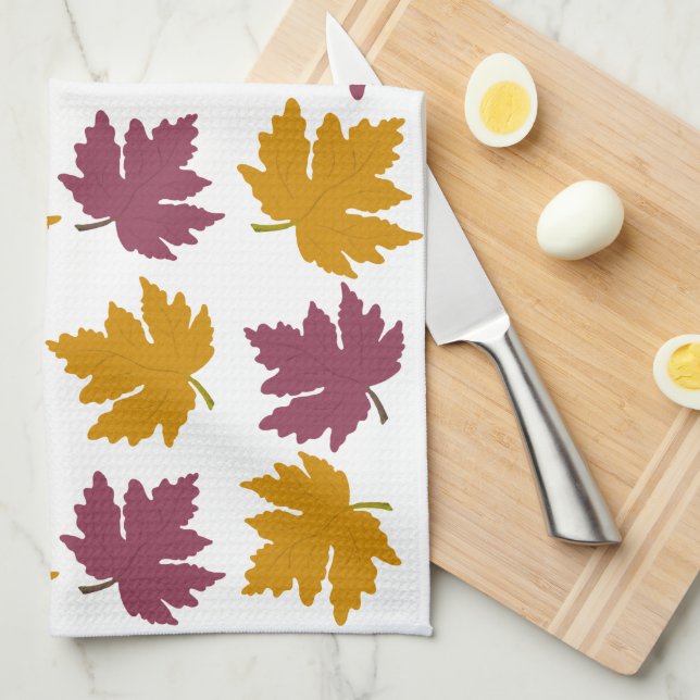 Autumn Maple Leaves Modern  Kitchen Towel (Quarter Fold)