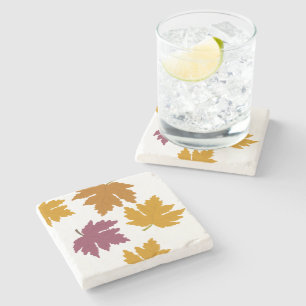 Autumn Maple Leaves Modern Stone Coaster