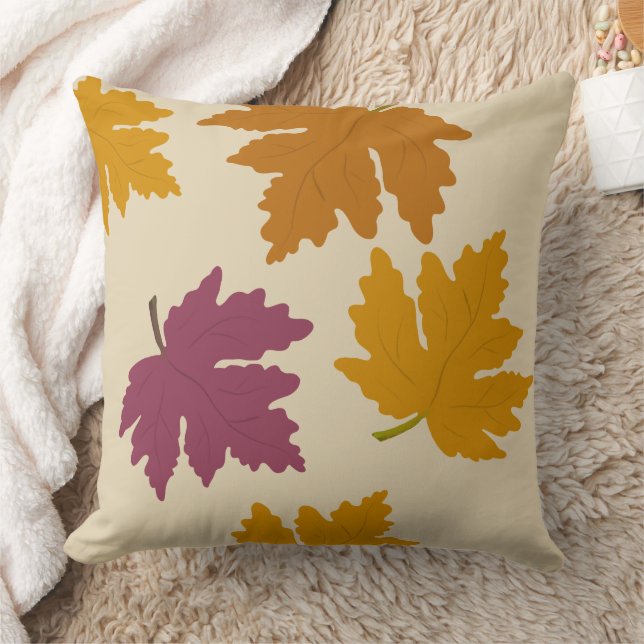 Autumn Maple Leaves Modern  Throw Pillow (Blanket)