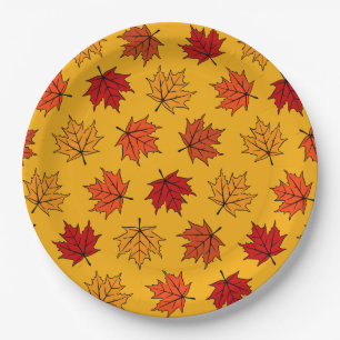 Autumn Maple Leaves Paper Plate