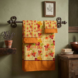 Autumn maple leaves pattern  bath towel set