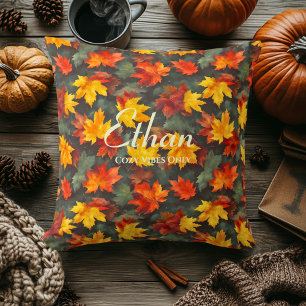 Autumn Maple Leaves Pattern Cozy Fall Home Decor Throw Pillow