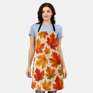 Autumn Maple Leaves Pattern   Fall Orange Red Leaf Apron