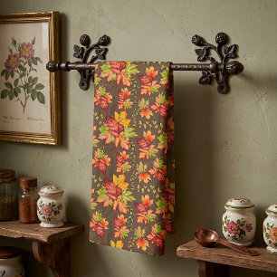 Autumn maple leaves pattern  kitchen towel