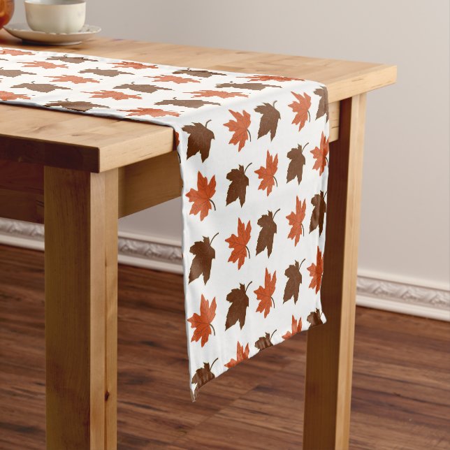 Autumn Maple Leaves Pattern Short Table Runner (In Situ)