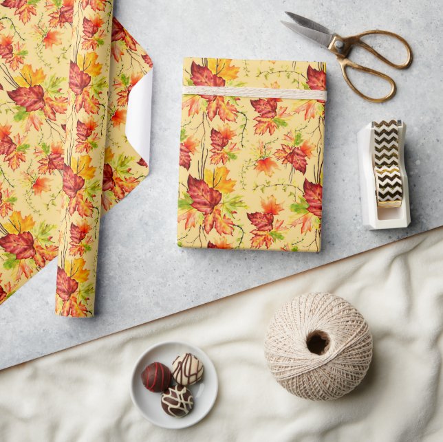 Autumn maple leaves pattern  wrapping paper (Crafts)
