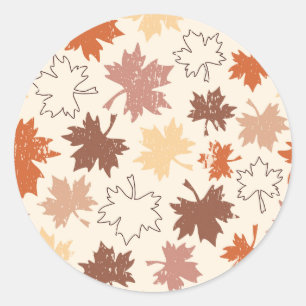 Autumn maple leaves, red brown beige fall classic round sticker