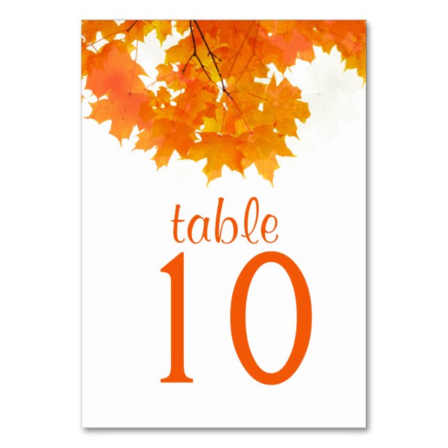 Autumn Maple Leaves Table Card (Front)