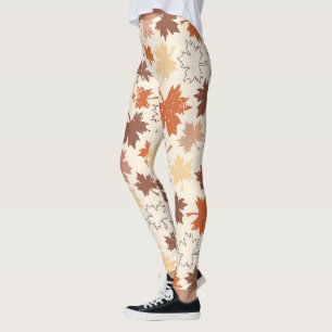 Autumn maple leaves thanksgiving design leggings