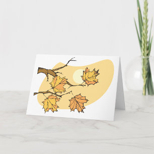 Autumn Maple Leaves with Branches and Sunset  Card