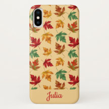 Autumn maple leaves with custom name