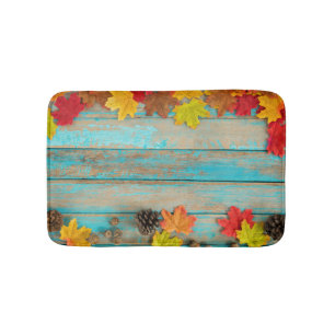 Autumn Maple: Pinecone Nature Frame. Bath Mat