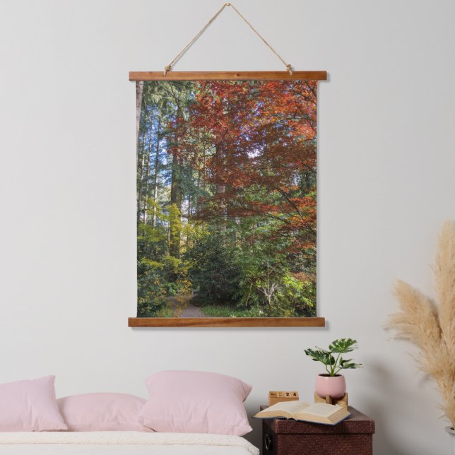 Autumn Maple Tree Colors Botanical Hanging Tapestry (Bedroom)